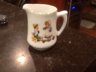 Antique German Creamer With 2 Children Playing - 3 1/2 In Tall -