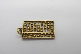 Vintage 14k Solid Gold Chinese Abacus Charm Pendant And Tiger Eye Pin 3.  5g 11