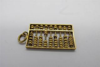 Vintage 14k Solid Gold Chinese Abacus Charm Pendant And Tiger Eye Pin 3.  5g