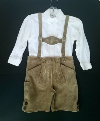 Vintage Withtags Child 104 Us 5 Lederhosen German Bavarian Leather Shorts Shirt