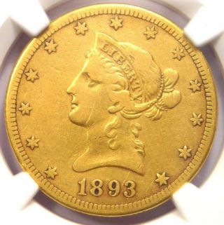 1893 - Cc Liberty Gold Eagle $10 Carson City Coin - Ngc Vf Details - Rare