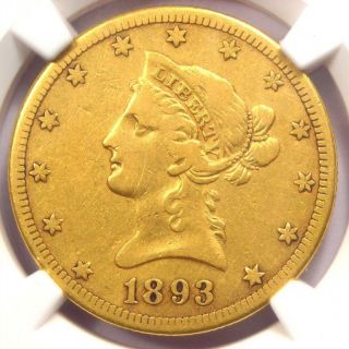 1893 - CC Liberty Gold Eagle $10 Carson City Coin - NGC VF Details - Rare 5