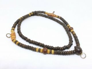 26 " Brown Wood Beads Antique Style For 3 Pendant Thai Buddha Amulet Necklace A03