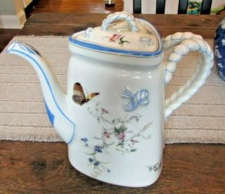 Antique Haviland Co France Limoges Elaborate Porcelain Tea Coffee Pot Butterfly