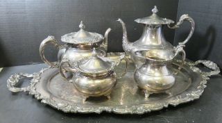 Vintage Ascot Community Sheffield Design (5) Piece Silverplate Coffee / Tea Set