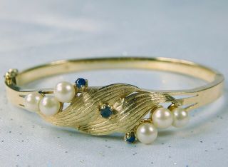 Vintage Antique 14k Yellow Gold Pearl Sapphire Lady 