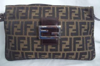 Vintage Fendi Black & Brown Textile Logo Purse Handbag Shoulder Bag