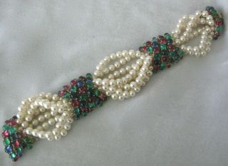Ciner Stunning Pearls & Cabochons Large Vintage Bracelet