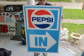 Vintage C1970 Pepsi Cola Soda Pop Restaurant Gas Station 35 " Embossed Metal Sign