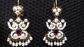 Antique Oaxacan 10k Gold Earrings,  MuÑecas (dolls) With Pearls