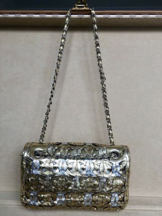 Rare Vintage Chanel Metallic Gold x Silver Limited Runway Flap Bag $5000, 5