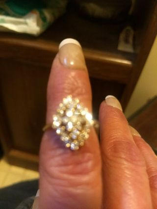 Vintage Pre Owned 14k Yellow Gold Cluster Diamond Ring 6 - 7