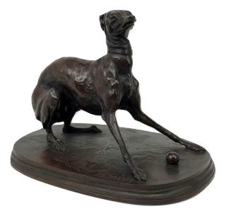 Antique Pierre Jules Pj Mene French Bronze Greyhound Dog Figure Statue Sculpture