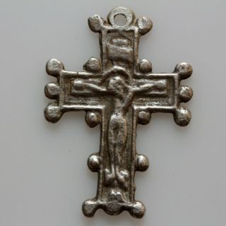 Intact Christian Religious Silver Cross Pendant Ca 1600 Ad