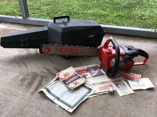 Vintage 1970s Homelite Ez Automatic 16 " Chainsaw W/case And Paperwork