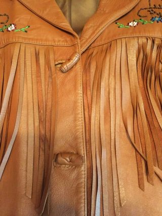 Chris Line Vintage 1950 ' s Deer Skin Leather Western Jacket Fringed Beaded 2