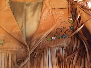 Chris Line Vintage 1950 ' s Deer Skin Leather Western Jacket Fringed Beaded 4