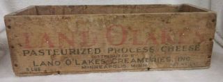 Land O ' Lakes Vintage 5lb Cheese Box Crate Minneapolis MI Label Worn Good Shape 2