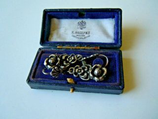 Rare Imper.  Russian 84 Silver Earrings,  Ah Master Hallmark Faberge Desig 1917
