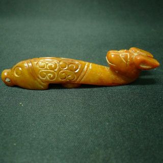 Exquisite Red Mountain Culture Jade Hand - Carved Dragon Hook 472