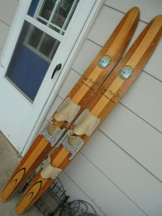 Vintage Wooden Cypress Gardens Dick Pope Jr Water Skis Wood 67 " Inch