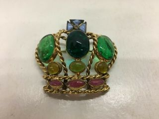 Vintage Signed Hattie Carnegie Crown Pin Brooch