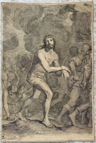 Claude Mellan (1598 - 1688) " Father Forgive Them " Jesus Christ Etching