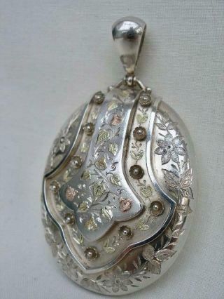 Stunning Large Silver & Two Colour Victorian Photo Locket.