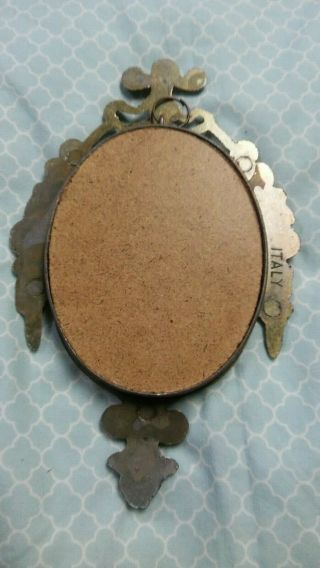 Vintage Italy Small Mirror Wall Hanging - Cast Metal Bronze Gold - Tone Gilt 2