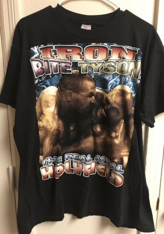 Rare Vintage 90s Mike Tyson Bootleg Shirt Xl Just Bite It Holyfield