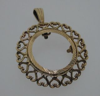 Vintage Sovereign Mount 9 Carat Gold Pendant Necklace Heart Design 5.  2g 1990