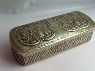 Antique Continental Solid Silver Tobacco /table Box 14cm Long,  138grams