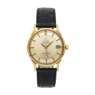 Omega Vintage Constellation Auto Yellow Gold Mens Strap Watch Date 168.  005/6