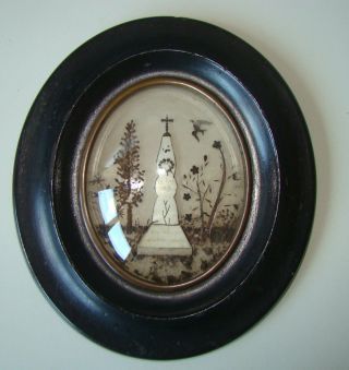 Antique Memorial Mourning Hair Wall Piece Dated 1871