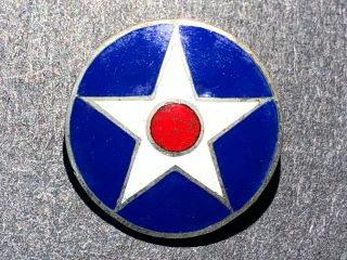 Pre - Wwii Us Army Air Corps Star Roundel Dui Collar Badge Sterling Enamel Pin