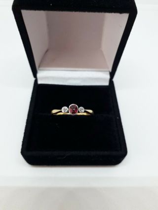 Art Deco 18ct Gold Ruby And Diamond Ring Size M 1/2