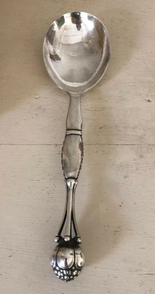 Vintage Georg Jensen Ornamental 38 Serving Spoon Sterling Silver Denmark 92.  4g