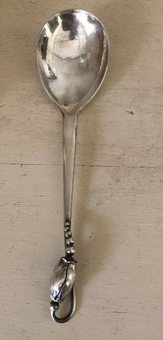 Vintage Georg Jensen Blossom 84 Serving Spoon 8 1/2” Sterling Silver Denmark 77g