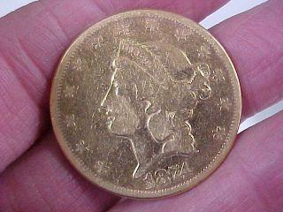 1874 - CC $20 Liberty Double Eagle Gold Coin FINE Detail Cleaned.  Very Rare CC 4