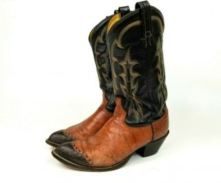 Tony Lama Brown Wingtip 11b Cowboy Boots Western Men 