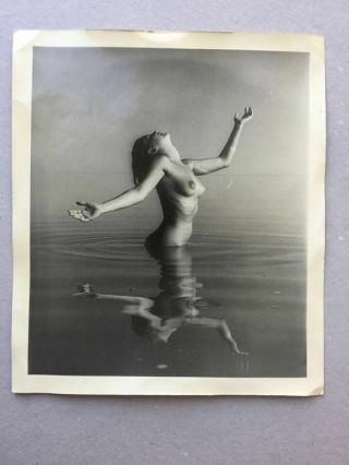 Vintage Andre De Dienes Credit Lady Fine Art Nude Figure Photograph Water Nymph
