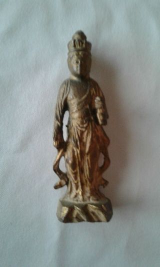 Small Antique Chinese Gilt Bronze Buddha Figure