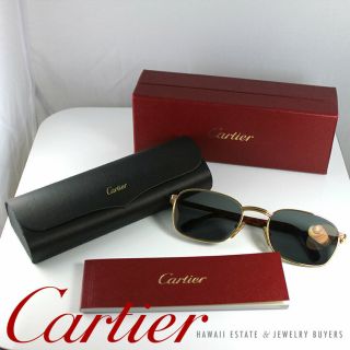 Authentic Cartier Tortoiseshell Vintage Look Sunglasses W/ Case & Booklet