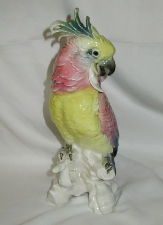 Karl Ens Bird Parrot Cockatoo Porcelain Figurine Germany 10 " On Branch Broken