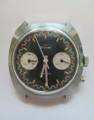 Vintage Duval 17 Jewels Analog Chronograph Watch Wristwatch Runs For Restoration