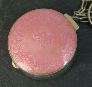 Antique Sterling Silver & Pink Guilloche Enamel Box
