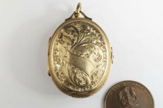 Antique Victorian English 9k Gold B&f Deep Locket Pendant C1870