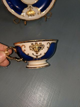 Antique Kutschenruther Gelb Bavaria Germany Tea Cup And Saucer Blue White
