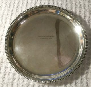 German 835 Silver 10.  75 " Charger 472 Grams Scrap Or Use Engraved