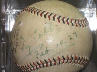 1927 Ty Cobb Signed Baseball National League Spalding Ball Read Listing